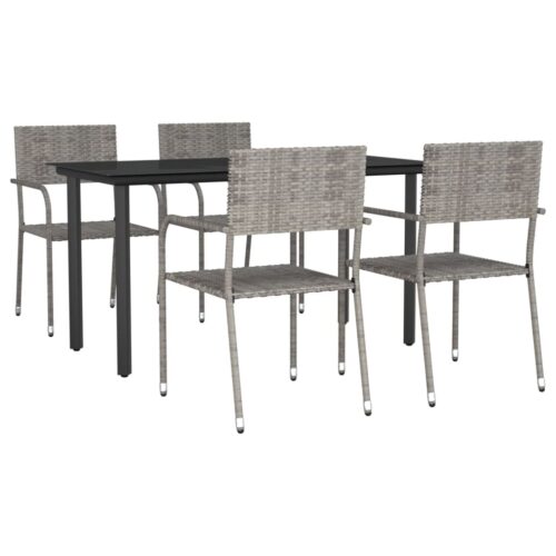 5-Piece Outdoor Dining Set Garden Patio Wicker Rattan Steel Chairs Table Setting