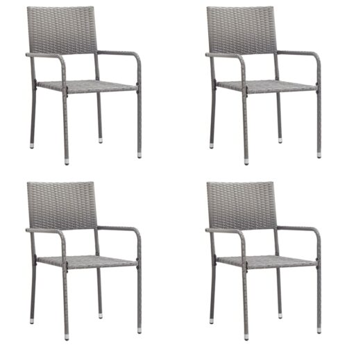 5-Piece Outdoor Dining Set Garden Patio Wicker Rattan Steel Chairs Table Setting - Image 3