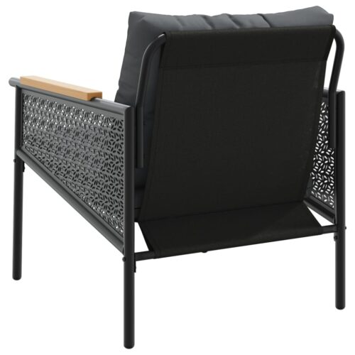 Garden Chairs with Cushions 2pcs Black Steel Outdoor Patio Furniture - Image 6