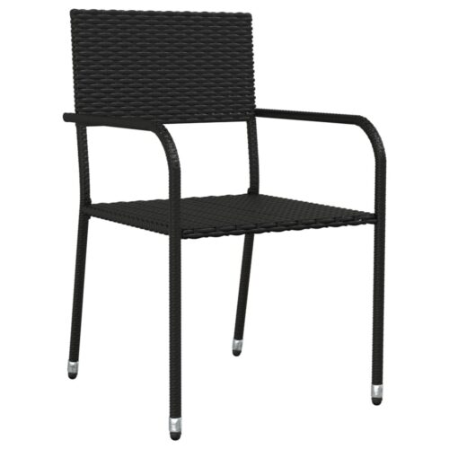 5-Piece Garden Dining Set Black Poly Rattan Wicker Outdoor Patio Furniture Steel - Image 4