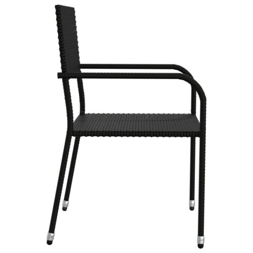 5-Piece Garden Dining Set Black Poly Rattan Wicker Outdoor Patio Furniture Steel - Image 6