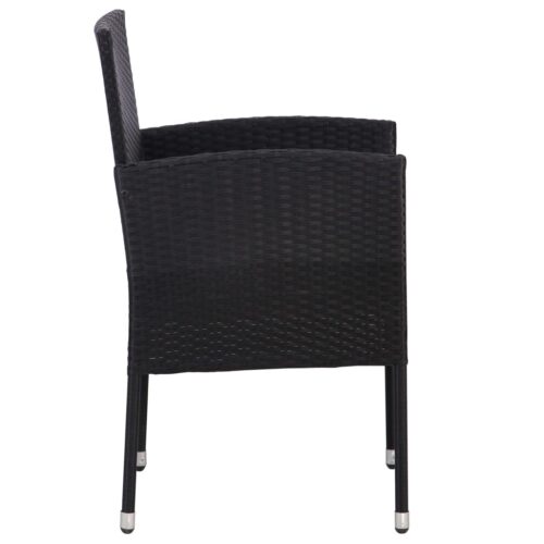 5-Piece Garden Dining Set Black Poly Rattan Wicker Outdoor Patio Furniture Steel - Image 6