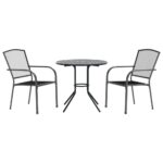Stackable Garden Chair Set 3-Piece Anthracite Powder-coated Steel