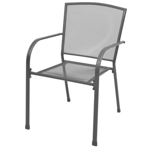 Stackable Garden Chair Set 3-Piece Anthracite Powder-coated Steel - Image 4