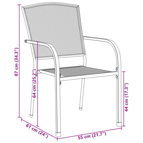 Stackable Garden Chair Set 3-Piece Anthracite Powder-coated Steel - Image 12