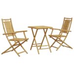 3-Piece Bistro Set Bamboo Outdoor Garden Patio Dining Lounge Furniture