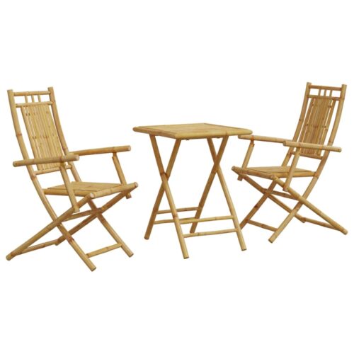 3-Piece Bistro Set Bamboo Outdoor Garden Patio Dining Lounge Furniture