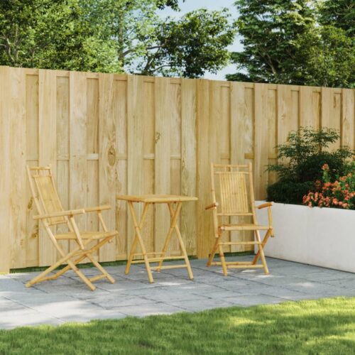 3-Piece Bistro Set Bamboo Outdoor Garden Patio Dining Lounge Furniture - Image 3