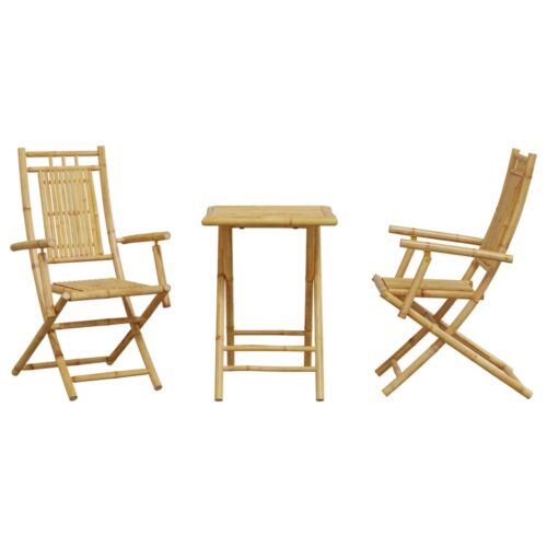 3-Piece Bistro Set Bamboo Outdoor Garden Patio Dining Lounge Furniture - Image 4
