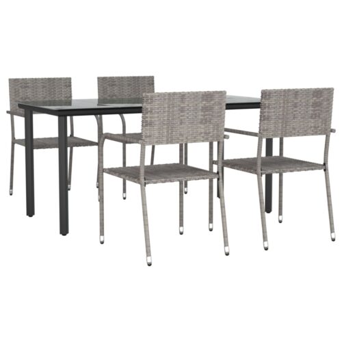 5-Piece Outdoor Dining Set Garden Patio Wicker Rattan Steel Chairs Table Setting