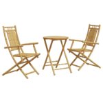 3-Piece Bistro Set Bamboo Outdoor Garden Patio Dining Lounge Furniture