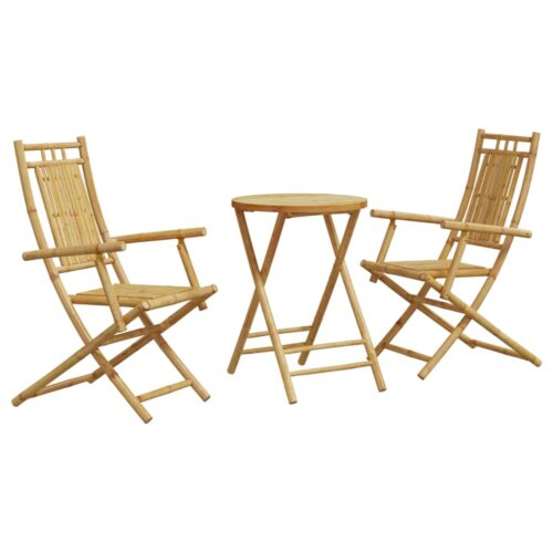 3-Piece Bistro Set Bamboo Outdoor Garden Patio Dining Lounge Furniture