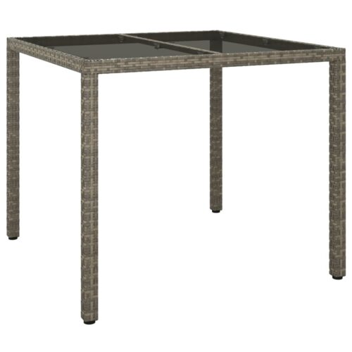 3-Piece Garden Dining Set with Cushions Grey Poly Rattan Wicker Outdoor Patio Furniture - Image 5