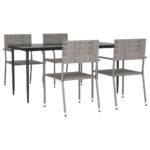5-Piece Outdoor Dining Set Garden Patio Wicker Rattan Steel Chairs Table Setting