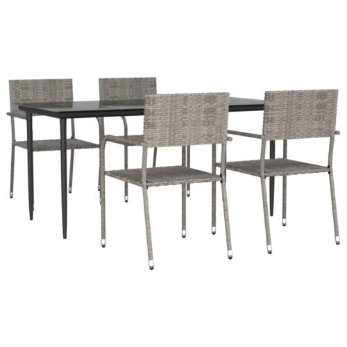 5-Piece Outdoor Dining Set Garden Patio Wicker Rattan Steel Chairs Table Setting