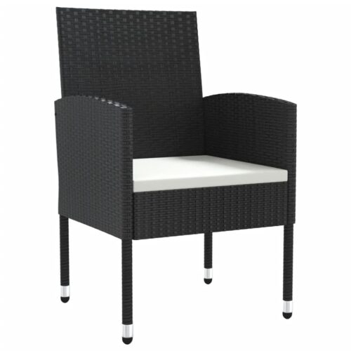 5-Piece Garden Dining Set Black Poly Rattan Wicker Outdoor Patio Furniture Steel - Image 4