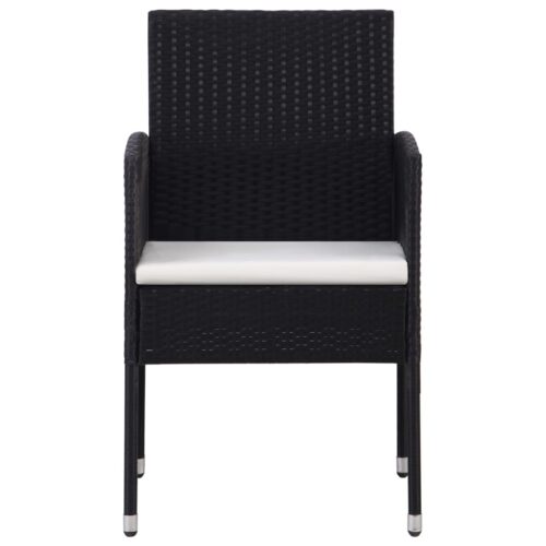 5-Piece Garden Dining Set Black Poly Rattan Wicker Outdoor Patio Furniture Steel - Image 5