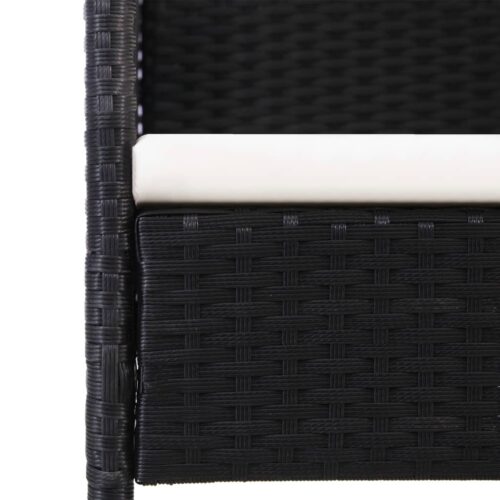 5-Piece Garden Dining Set Black Poly Rattan Wicker Outdoor Patio Furniture Steel - Image 7