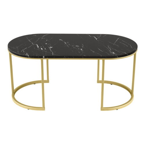 Artiss Coffee Table Marble Effect Black - Image 3