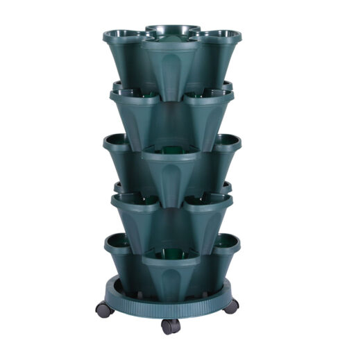 Green Fingers Garden Bed 5 Tier Vertical Garden Strawberry Stackable Planters Herbs Petunias - Image 3
