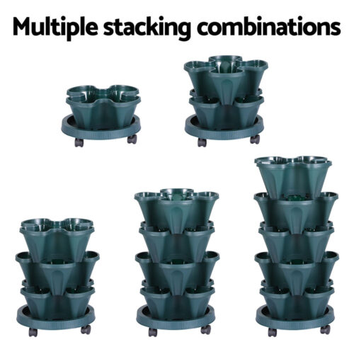Green Fingers Garden Bed 5 Tier Vertical Garden Strawberry Stackable Planters Herbs Petunias - Image 5