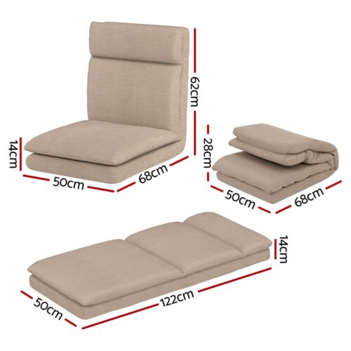 Artiss Floor Chair Sofa 1 Seater Linen Beige - Image 2