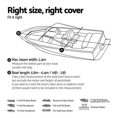 Seamanship Boat Cover 19-21ft Trailerable Jumbo Marine Grade Heavy Duty Black - Image 3