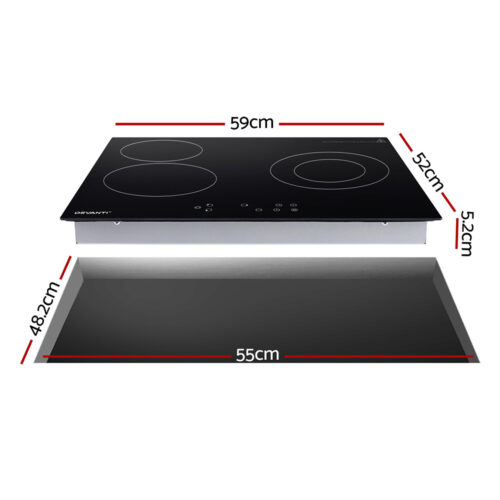 Devanti Electric Ceramic Cooktop 60cm Kitchen Cooker 4 Burner Hob Touch Control 5200W - Image 2