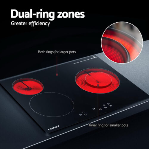 Devanti Electric Ceramic Cooktop 60cm Kitchen Cooker 4 Burner Hob Touch Control 5200W - Image 6