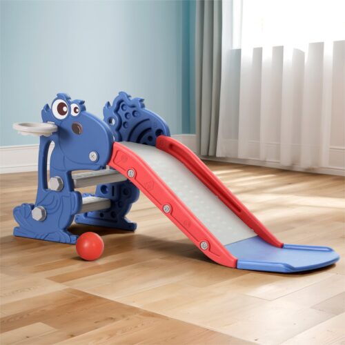 Keezi Kids Slide Set Basketball Hoop Outdoor Playground Toy Dragon 90cm Blue - Image 5