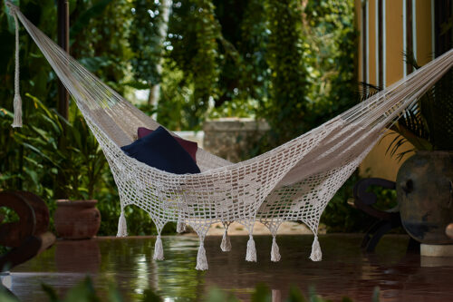 Outdoor undercover cotton Mayan Legacy hammock with hand crocheted tassels King Size Marble - Image 7