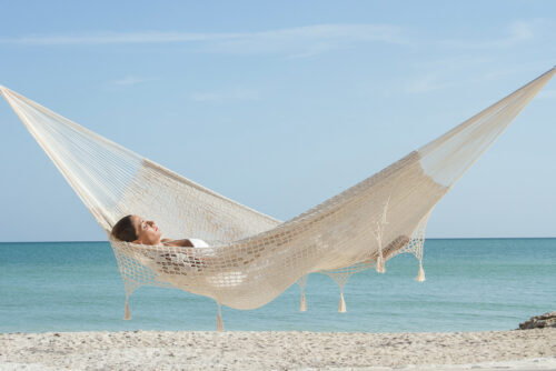 Outdoor undercover cotton Mayan Legacy hammock with hand crocheted tassels King Size Marble - Image 12