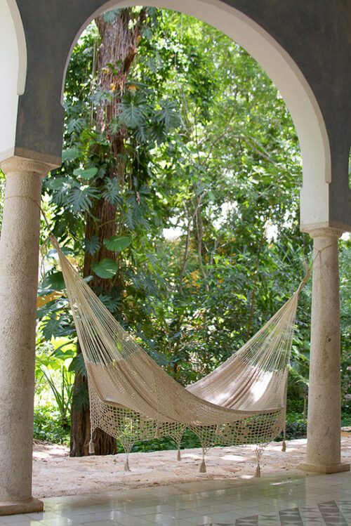 Outdoor undercover cotton Mayan Legacy hammock with hand crocheted tassels Queen Size Marble Colour - Image 9