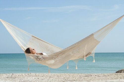 Outdoor undercover cotton Mayan Legacy hammock with hand crocheted tassels Queen Size Marble Colour - Image 11