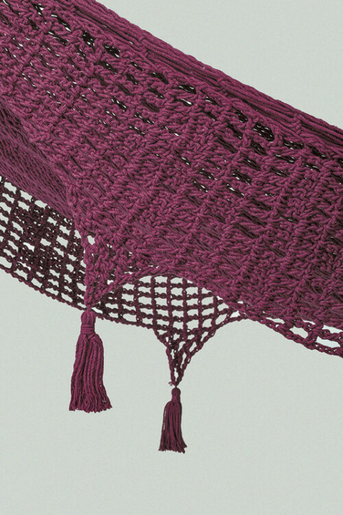 Outdoor undercover cotton Mayan Legacy hammock with hand crocheted tassels King Size Maroon - Image 5