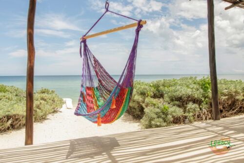 Mayan Legacy Extra Large Outdoor Cotton Mexican Hammock Chair in Colorina Colour - Image 2