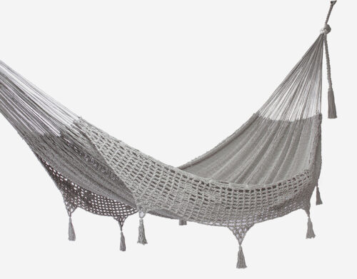 Outdoor undercover cotton Mayan Legacy hammock with hand crocheted tassels Queen Size Dream Sands - Image 3