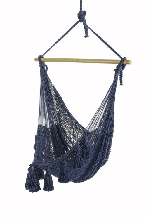 Deluxe Extra Large Outdoor Mexican Hammock Hanging Chair Cotton Blue - Image 9