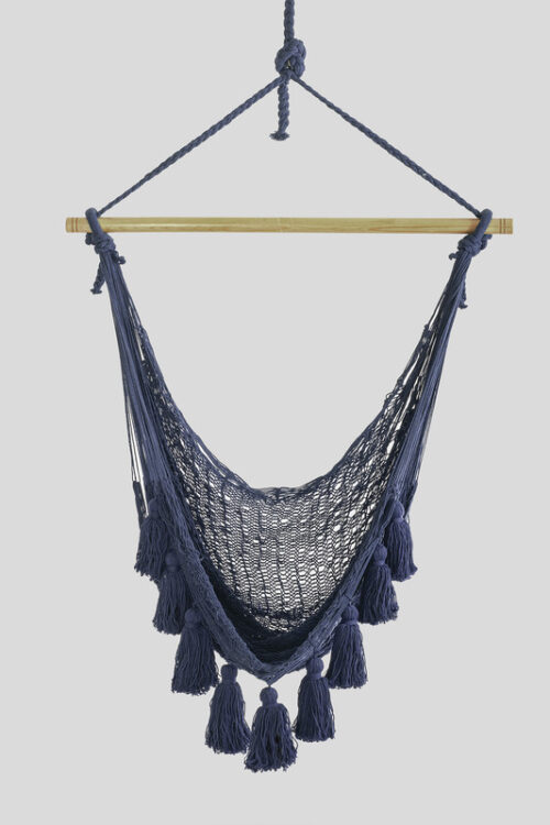 Deluxe Extra Large Outdoor Mexican Hammock Hanging Chair Cotton Blue - Image 10