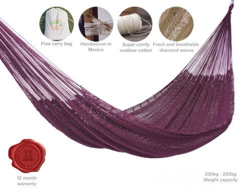 Outdoor Undercover Cotton Mayan Legacy Hammock King Size Maroon - Image 2
