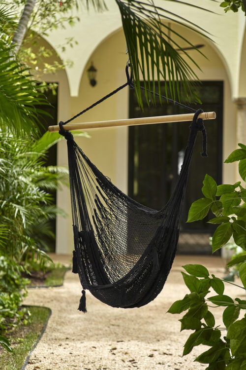 Mayan Legacy Extra Large Outdoor Cotton Mexican Hammock Chair Black
