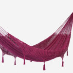 Outdoor undercover cotton Mayan Legacy hammock with hand crocheted tassels King Size Mexican Pink