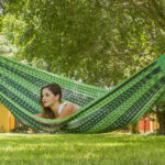 Mayan Legacy Queen Size Outdoor Cotton Mexican Hammock in Jardin Colour