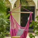 Mayan Legacy Extra Large Outdoor Cotton Mexican Hammock Chair in Mexican Pink Colour