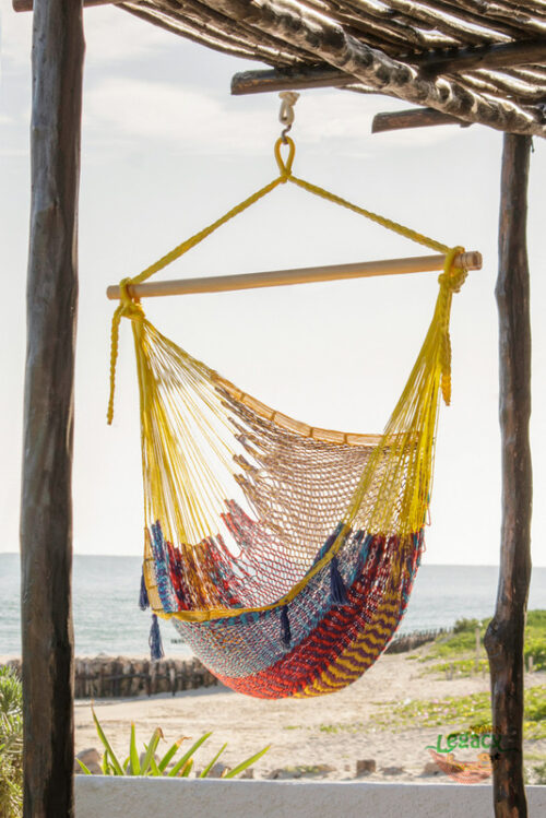 Mayan Legacy Extra Large Outdoor Cotton Mexican Hammock Chair in Confeti Colour - Image 2