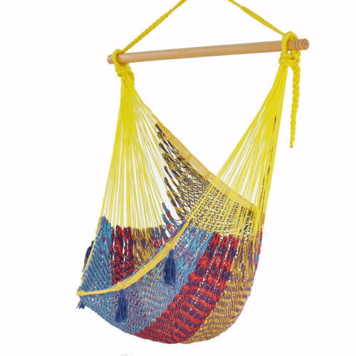 Mayan Legacy Extra Large Outdoor Cotton Mexican Hammock Chair in Confeti Colour - Image 5