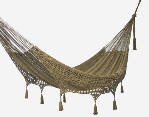 Outdoor undercover cotton Mayan Legacy hammock with hand crocheted tassels Queen Size Cedar - Image 5