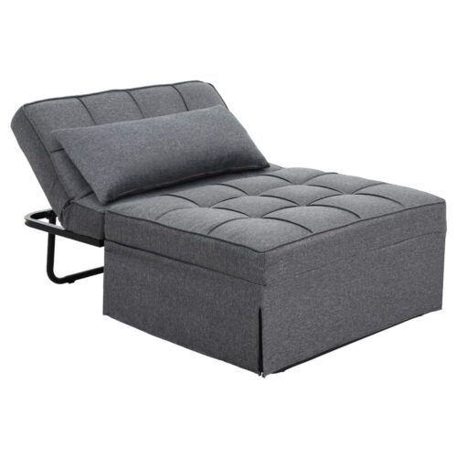 Artiss Sofa Bed Lounge Convertible Ottoman 1 Seater Couch Recliner Linen Grey - Image 7