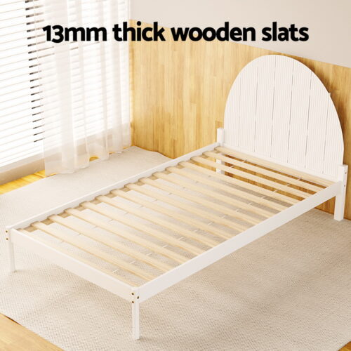 Artiss Bed Frame King Single Size Wooden White DALY - Image 5