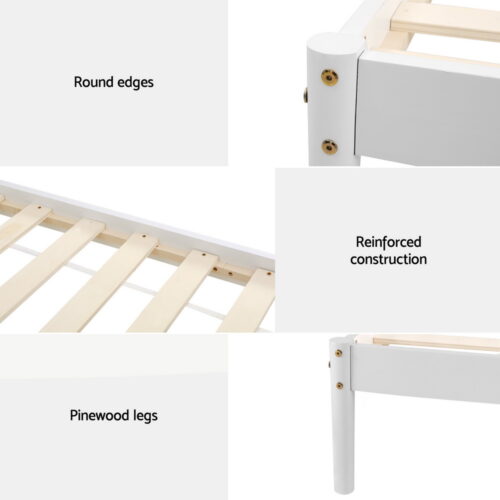Artiss Bed Frame King Single Size Wooden White DALY - Image 6